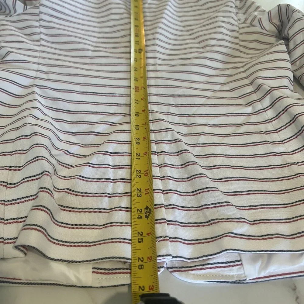 NWT Tommy Hilfiger Nautical Pinstriped Blazer,‎ White W/Red And Blue, Size 14